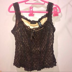 🤎 New York & Company Brown Lace Tank Top